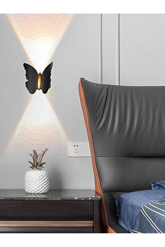 3 Adet Elektrikle Çalışır, 6 Watt Amber Işık Ledli Kelebek Duvar Aplik İç ve Dış Mekan IP65 Aplik