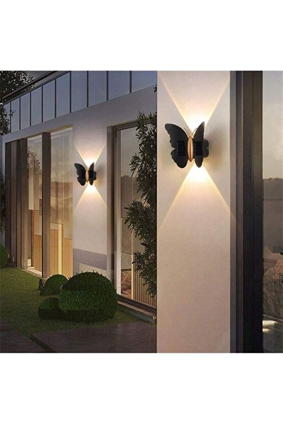 2 Adet Elektrikle Çalışır, 6 Watt Amber Işık Ledli Kelebek Duvar Aplik İç ve Dış Mekan IP65 Aplik