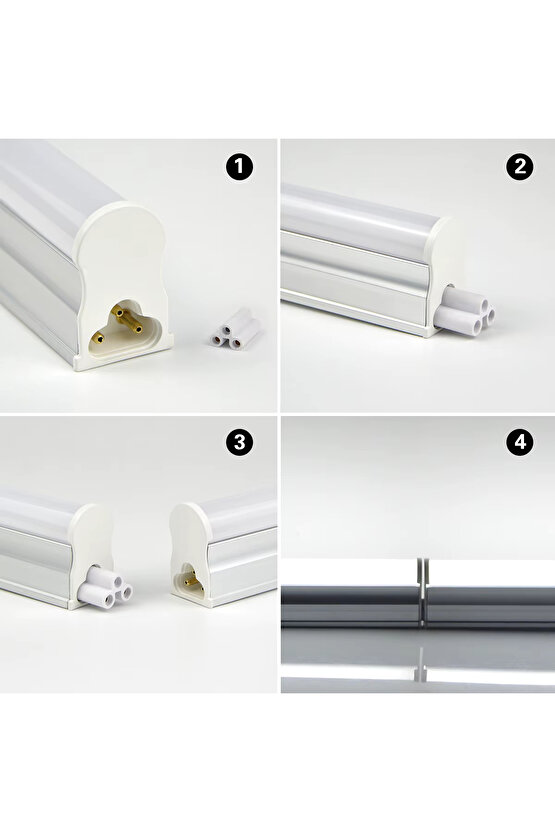 1 Adet 60 Cm, 9 Watt Gün Işığı Ledli Eklenebilir T5 Bant Armatür, T5 Armatür, Tavan, Duvar Armatürü