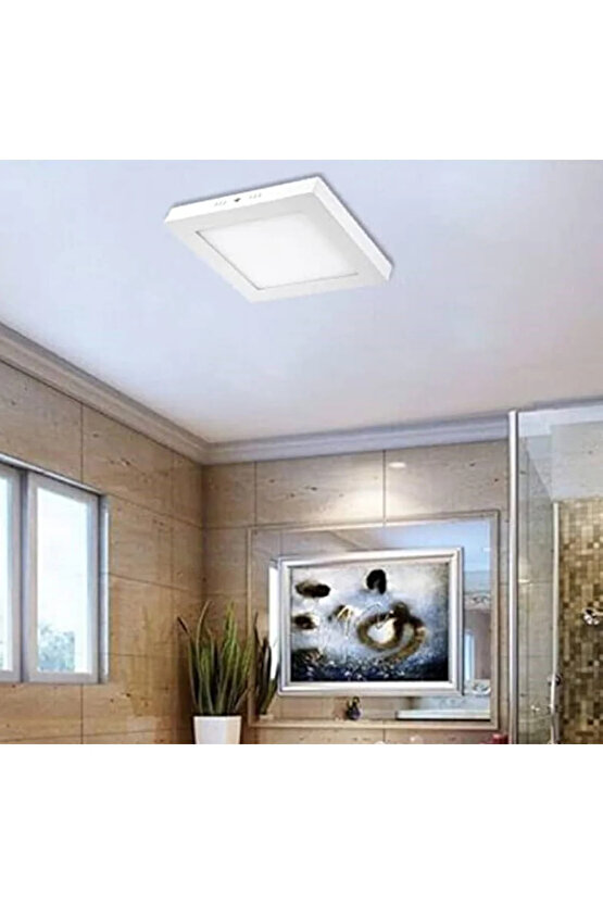 24 Watt Günışığı Ledli Çok Kaliteli Sıva Üstü Tavan Armatür 22 x 22 Cm Kare Sıva Üstü Tavan Armatürü