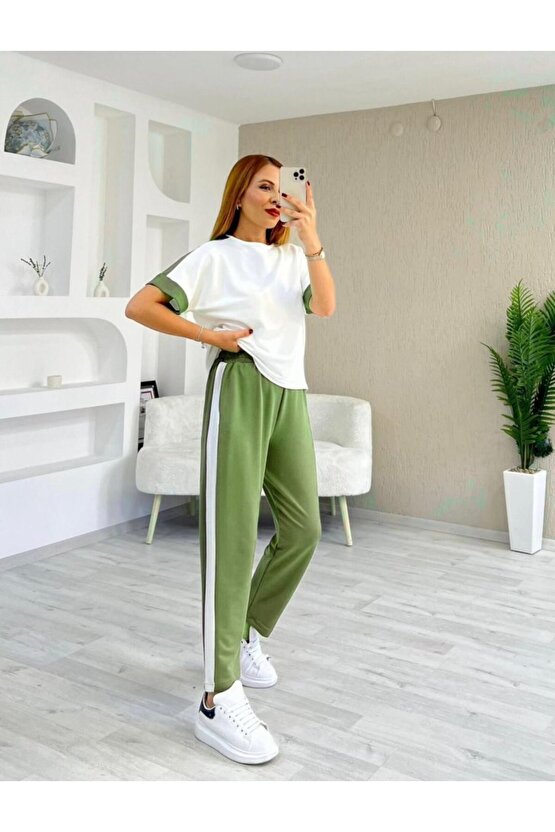 EQURİ Kadın Modal Dokulu Kumaş Yanı şeritli Takım