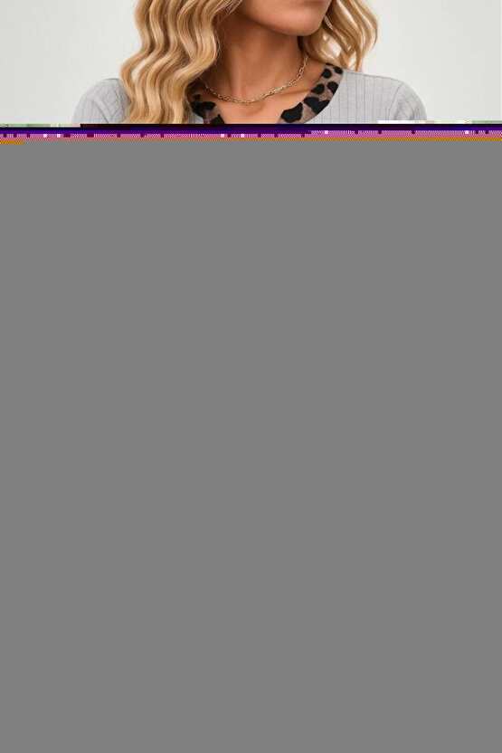 Kadın Uzun Kollu Yakadan Düğmeli Leopar Detaylı Kaşkorse Bluz