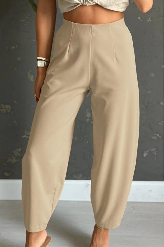 Kadın Yüksek Bel Krep Pantolon