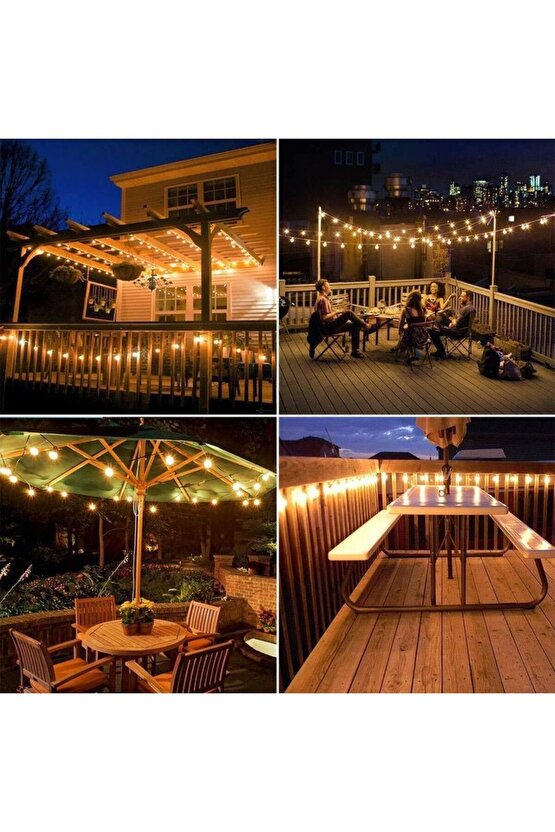 10 Metre, 10 Adet 10 Watt Beyaz Işık Ampullü Düğün Kına Eğlence İşletme, Bahçe Aydınlatma Organizeri