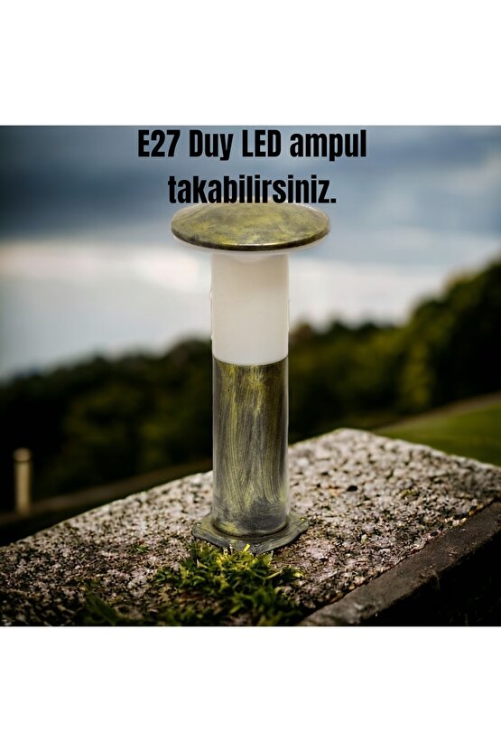 Antik Eskitme, 41 Cm Mantar Aplik, E27 Duylu Bahçe, Duvar, Çim, Yürüyüş Yolu, Teras, Kamelya Armatür