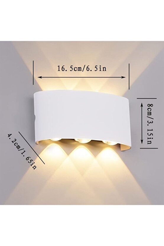 6 Watt, Amber Işık Led Armatür, Modern Işık Desenli Aplik, Haiti Desen Armatür, Iç Dış Mekan Aplik