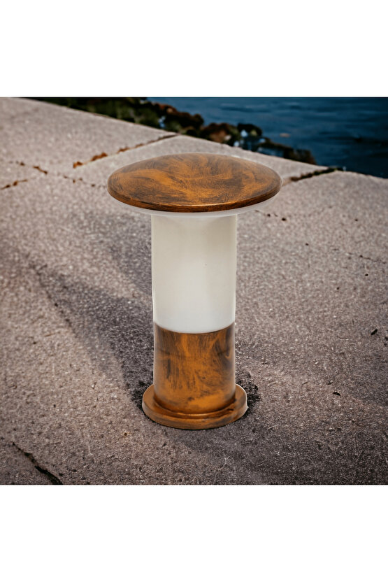 Bakır Eskitme Set Üstü Bahçe Duvar Apliği, E27 Duylu 29 Cm Eskitme Renk Mantar Armatür (Ampul Hariç)