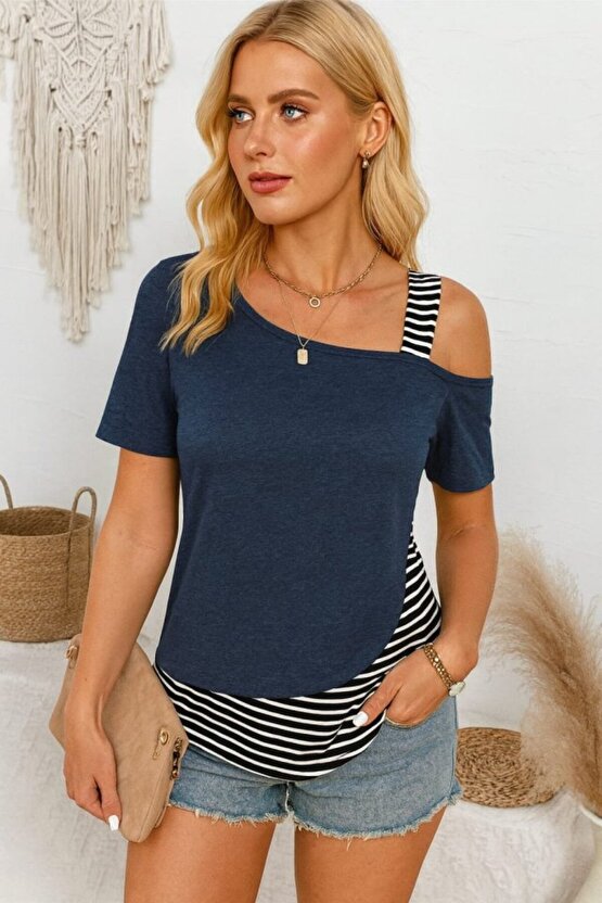 EQURİ Kadın Kısa Kollu Omuzdan Askılı Viskon Bluz