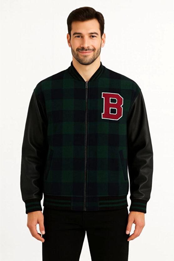 EQURİ Kolları Suni Deri Içi Astarlı Oduncu Kolej Içi Ceket - Haki