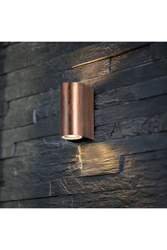 Full Reyon Plastik Bakır Kasa Çift Yönlü Duvar Apliği ( 2 Adet Gu10 Gün Işığı Ampul Hediyemizdir )