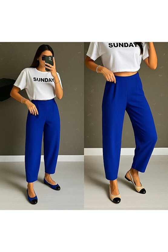 Kadın Yüksek Bel Krep Pantolon