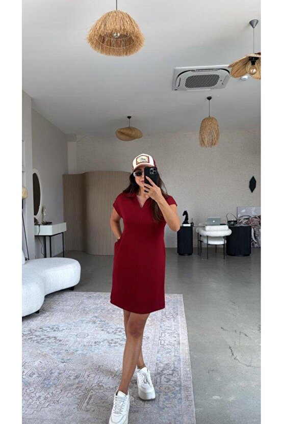 Kadın Polo Yaka Mini Elbise