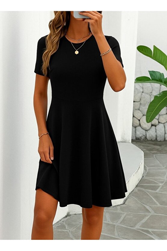 EQURİ Kadın Kısa Kollu Kiloş Ithal Krep Elbise