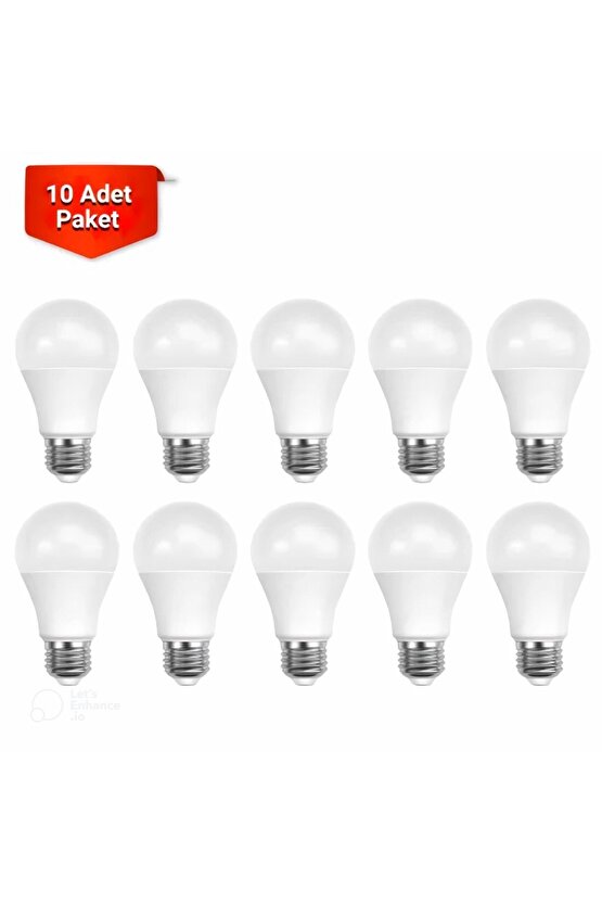10 Watt Led Ampul 10 Lu Paket 900 Lümen 6400k Beyaz Işık Uzun Ömürlü-hızlı Kargo 10 Lu Paket