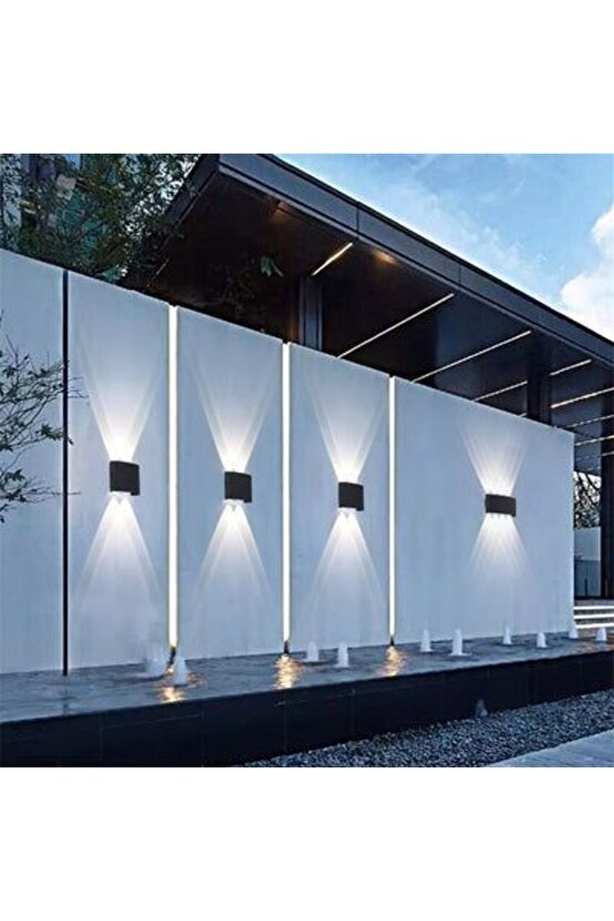 U2 Uranüs Siyah Kasa 4 W. Gün Işığı Dekoratif Çift Yönlü Iç Ve Dış Mekan Bahçe Balkon Teras Aplik