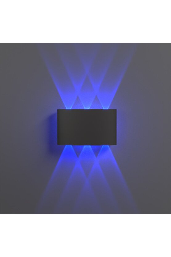 Uranüs Siyah Kasa Mavi Işık Ledli Dekoratif Işık Süzmeli Iç Ve Dış Mekan Salon Bahçe Balkon Aplik