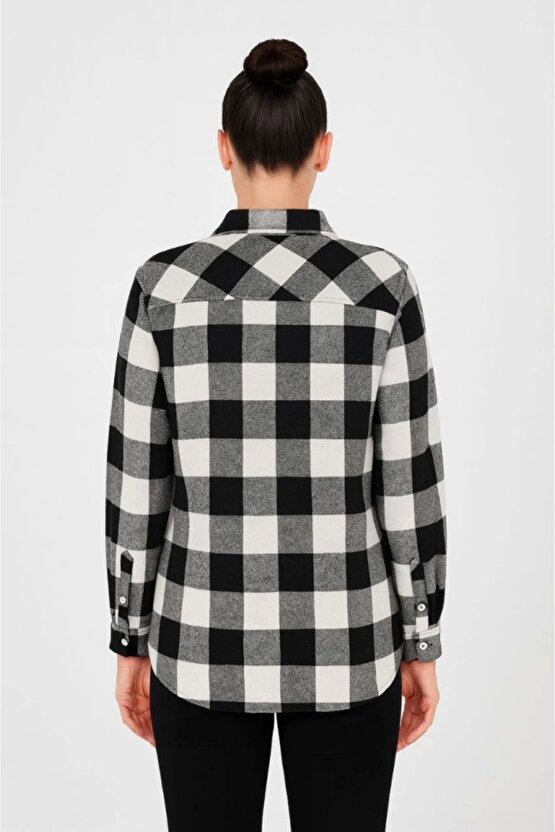 Uzun Kollu Oduncu Gömlek - Siyah