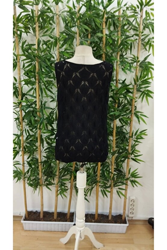 Kadın Askılı Yakalı Desenli Triko Bluz