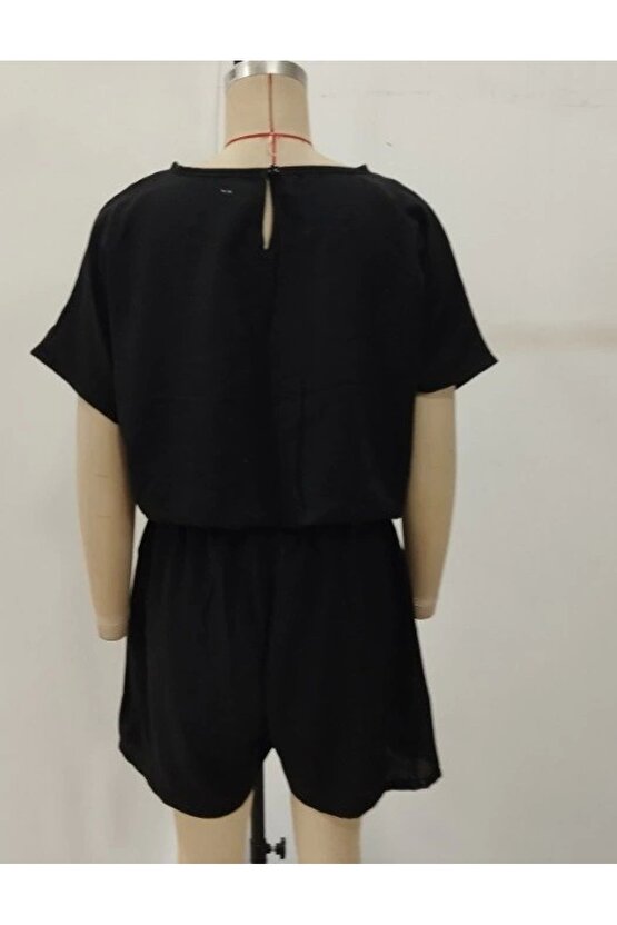 Kadın Kısa Kollu Yuvarlak Yakalı Ithal Keten Bluz Ve Short Ikili Takım