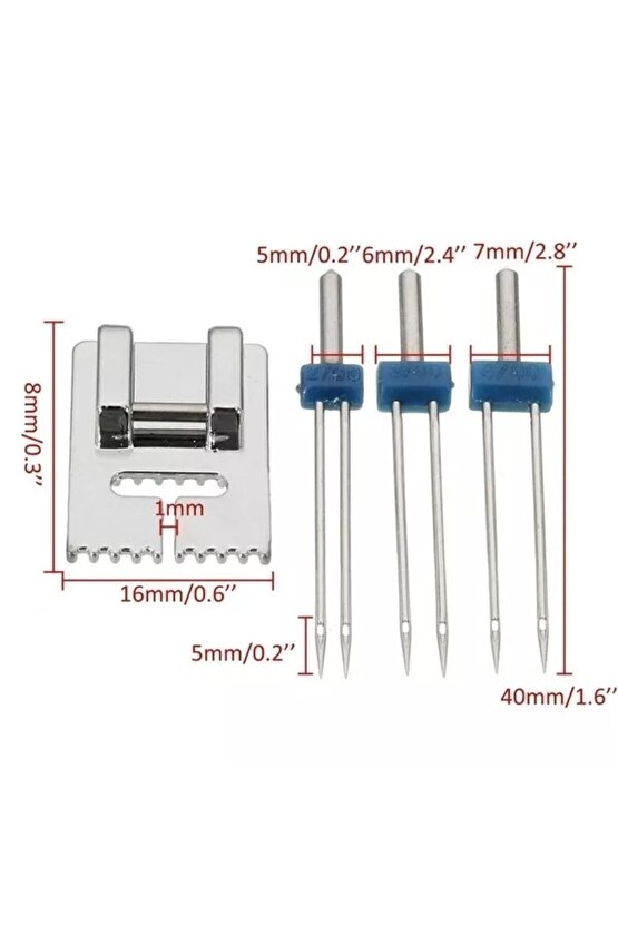 Singer Zetina Beko Bindallı Kiwi Dikiş Makinası 2 Mm-3mm-4mm Çift Iğne Ve Nervür Ayak Seti