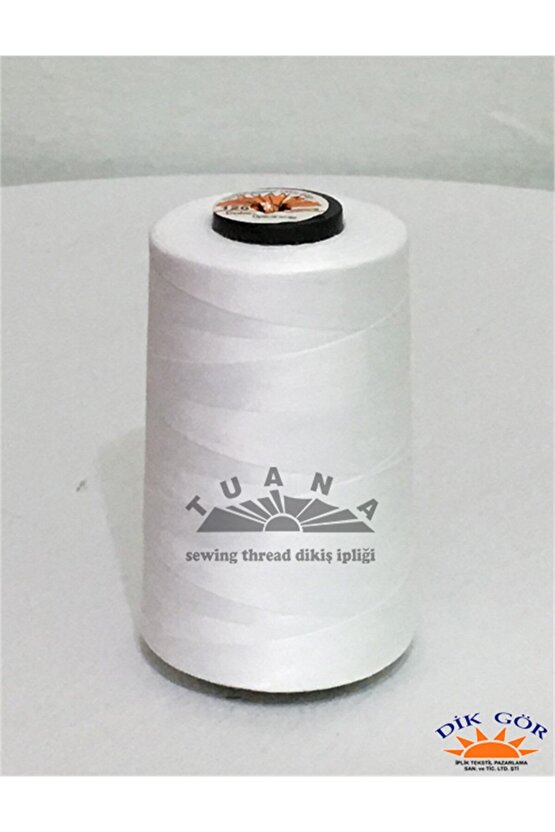KOZALI MARKA 10 Adet 120 Numara Beyaz Polyester Dikiş İpliği 5000 Metre