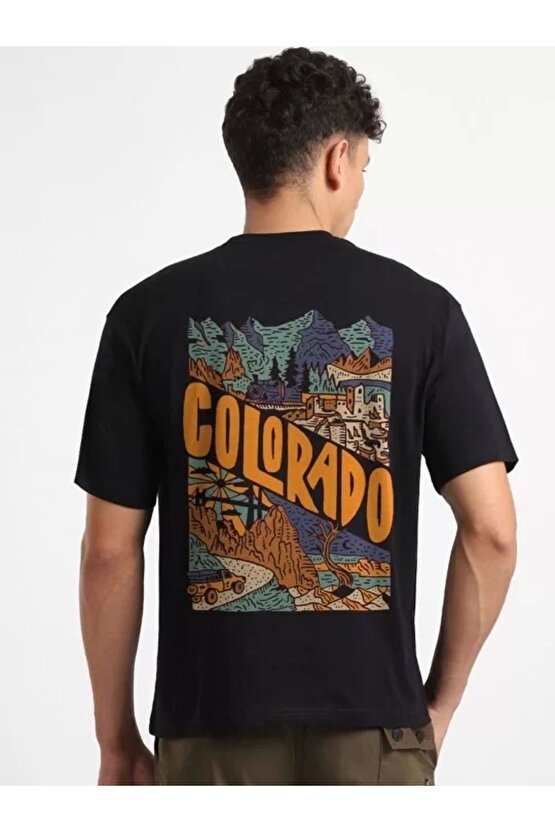 Erkek Baskılı Oversize T-shirt - Siyah