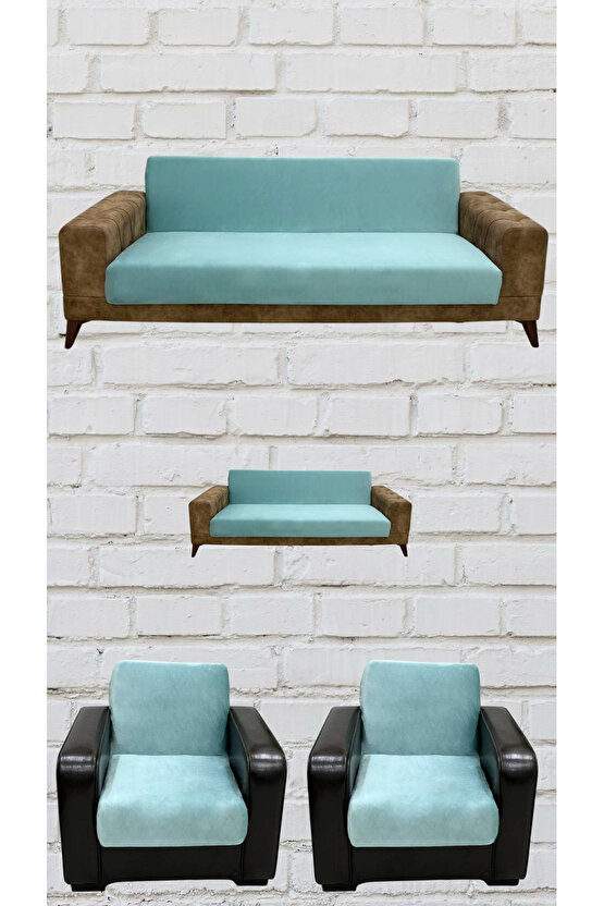 3+2+1+1 İtalyan Süet Kolsuz Koltuk Örtüsü ( RENK)