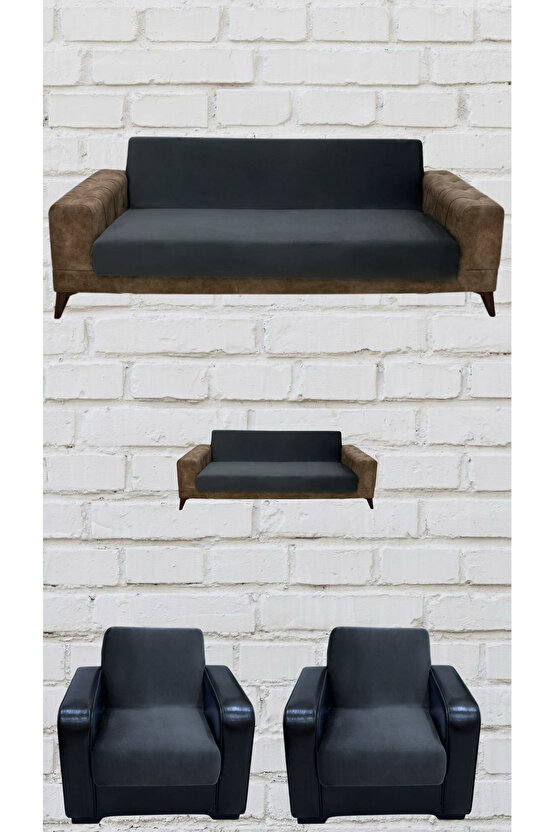 3+2+1+1 İtalyan Süet Kolsuz Koltuk Örtüsü ( RENK)