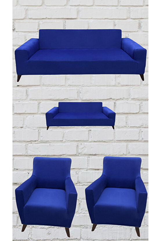 3+2+1+1 İtalyan Süet Koltuk Örtüsü (SAKS MAVİSİ RENK)