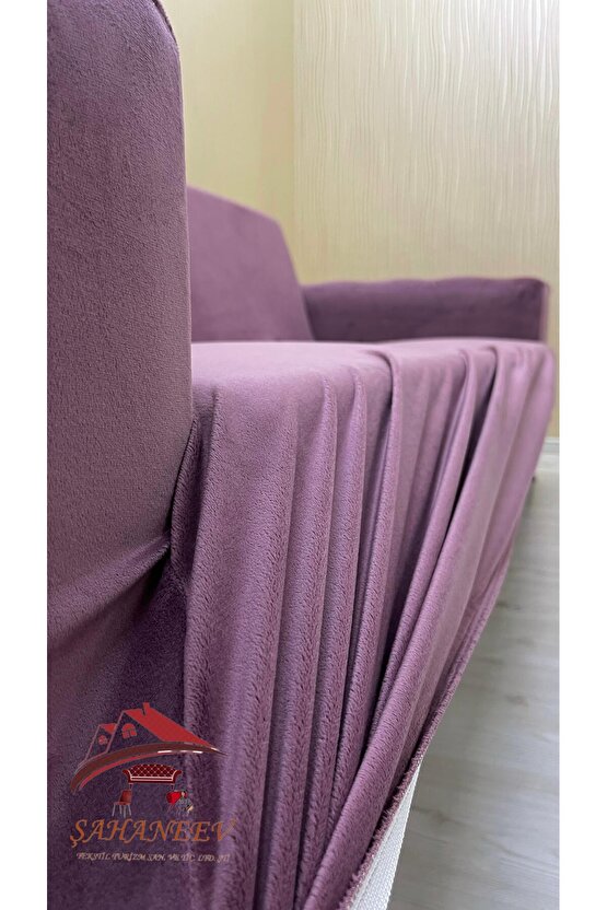 3+3+3 İtalyan Süet Koltuk Örtüsü(GÜLKURUSU RENK)