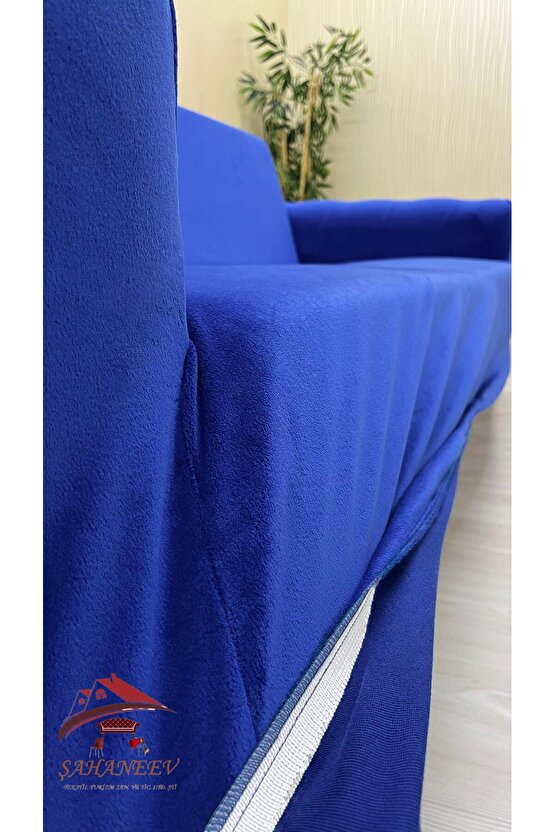 3+3+3 İtalyan Süet Koltuk Örtüsü(SAKS MAVİ RENK)