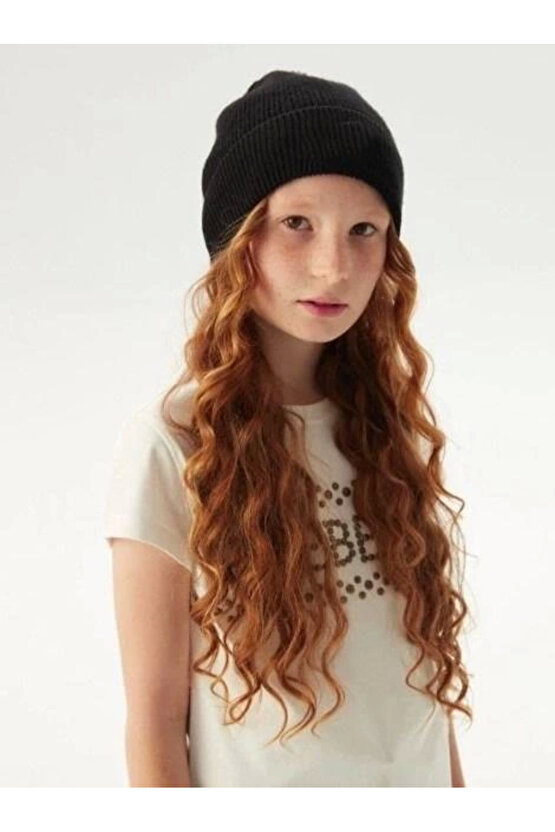 Kız Çocuk Katlamalı Basic Bere - Siyah