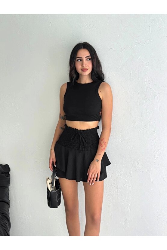 Ayrobin Şortlu Etek - Siyah