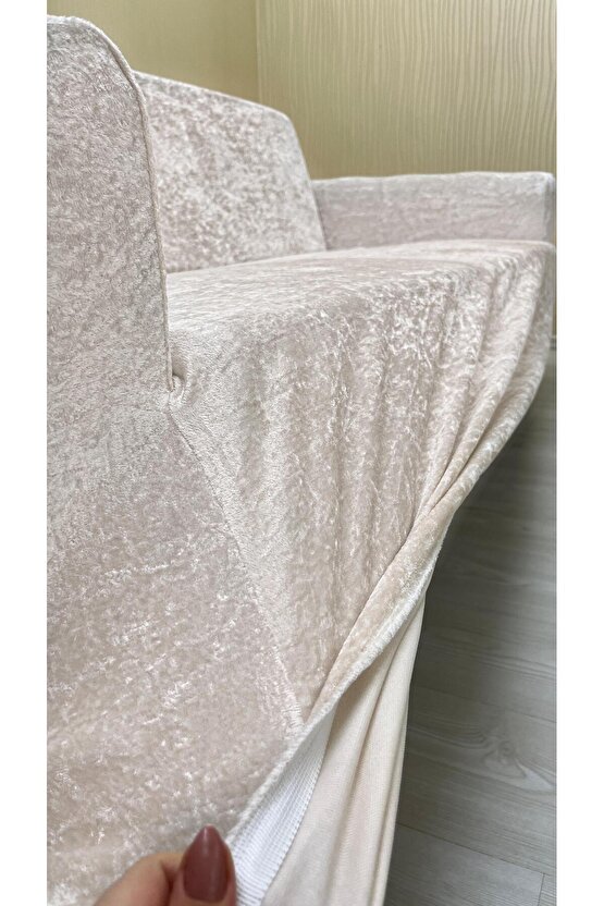 331 Parlak Kadife Giydirme Koltuk Örtüsü(NATÜREL)