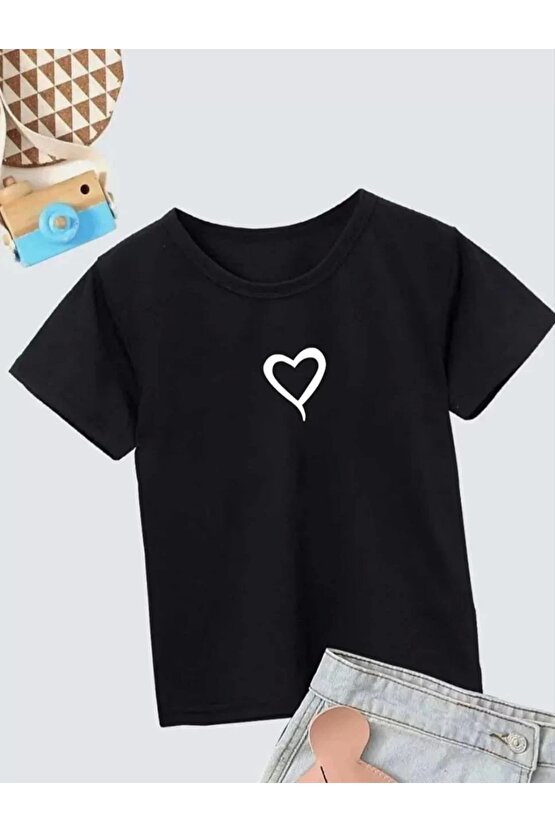 Çocuk Unisex Baskılı T-Shirt - Siyah