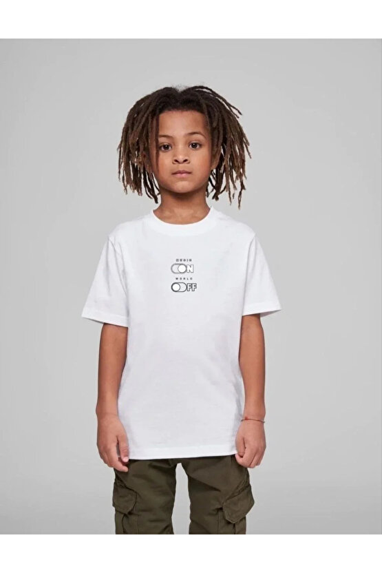 Çocuk Unisex Baskılı T-Shirt - Beyaz