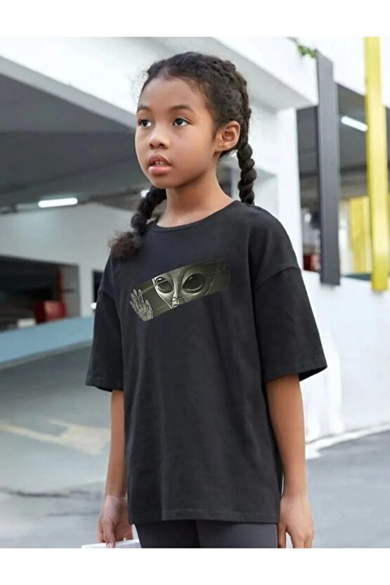 Çocuk Unisex Baskılı T-Shirt - Siyah