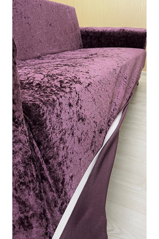 3311 Parlak Kadife Giydirme Koltuk Örtüsü(MÜRDÜM)