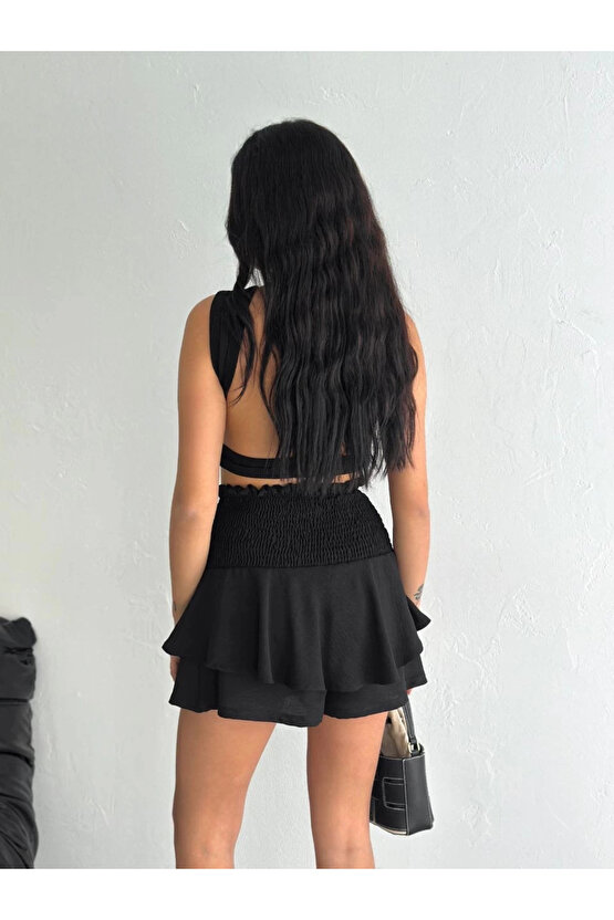 Ayrobin Şortlu Etek - Siyah