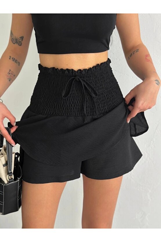 Ayrobin Şortlu Etek - Siyah