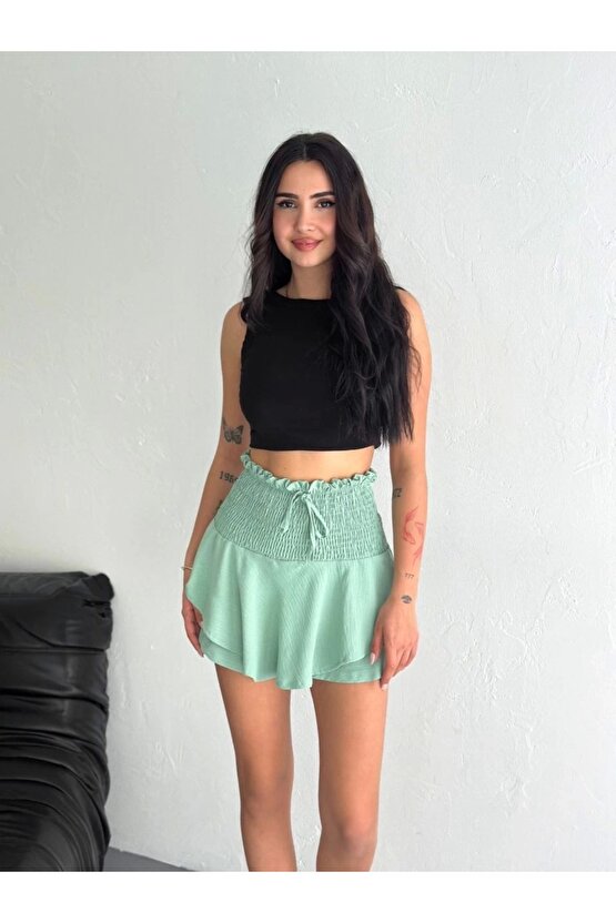 Ayrobin Şortlu Etek - Su Yeşili