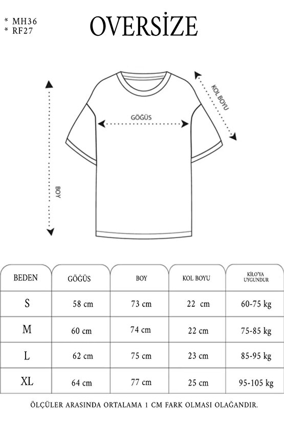 Unisex Bisiklet Yaka Baskılı Oversize T-Shirt - Beyaz