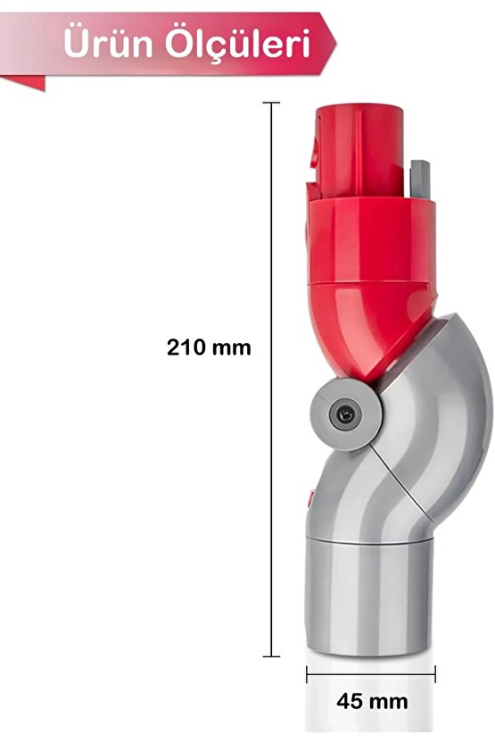 Dyson Mobilya Altı Adaptörü V15-V16 Uyumlu Esnek 90° Başlık + HEDİYE 4lü Mikrofiber Bez