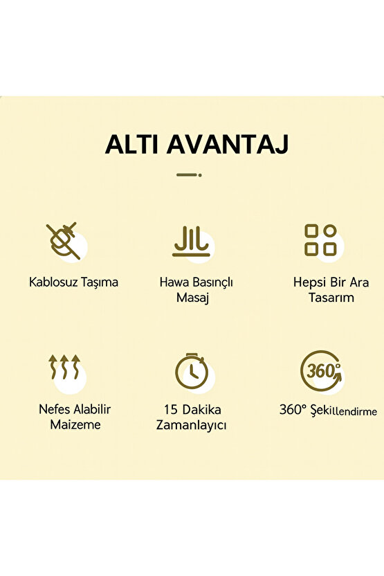 Kablosuz Hava Basınçlı Masaj Aleti 3 Mod+3 Seviye Şarjlı Bacak Baldır Kol Ayak Masaj Cihazı 2’li Set