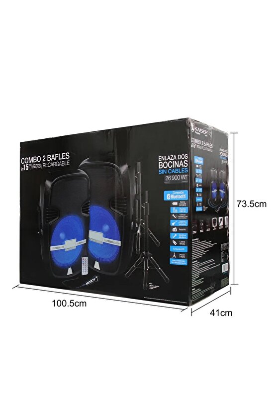 Profesyonel PA Kabin Hoparlör 15 Bluetooth Taşınabilir Şarjlı RGB Işıklı Karaoke Ses Sistemi 900W