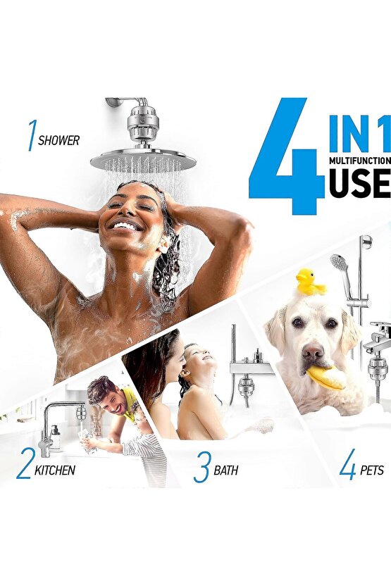 15 Aşamalı Duş Banyo Mutfak Filtresi Klor Kireç Kötü Koku Toksinlere Karşı Etkili Su Arıtma Sistemi