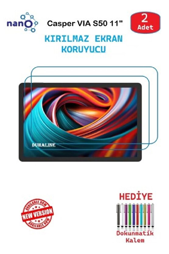 Casper VIA S50  11 İçin Nano Ekran Koruyucu 9h Esnek 2 ADET