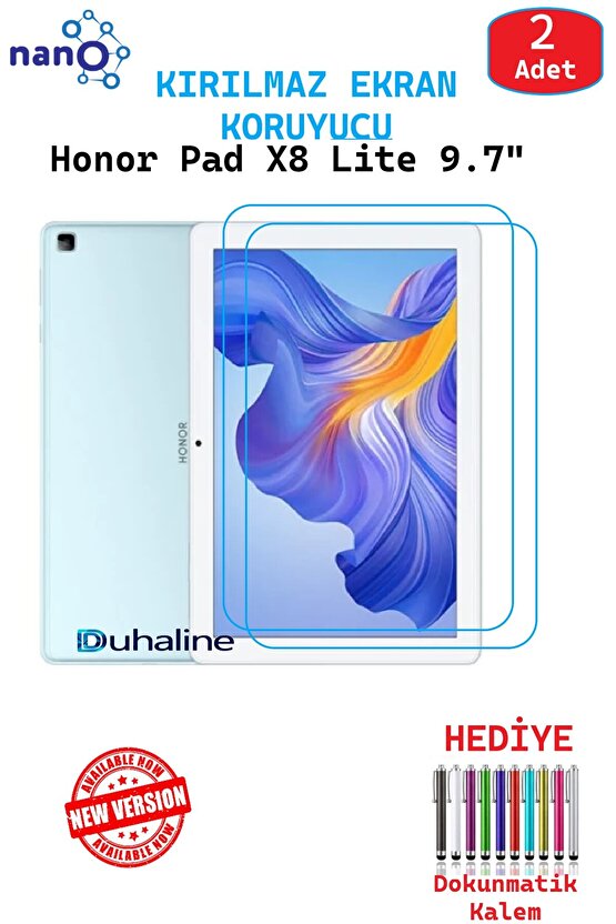 2 ADET Honor Pad X8 Lite 9.7Tablet İçin Tam Uyumlu Ekran Koruyucu Şeffaf Cam Nano HD Esnek Kırılmaz