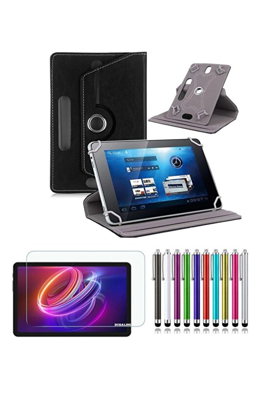 Casper VIA S40 10.4 Uyumlu Standlı Tablet Kılıfı + Kırılmaz Ekran Koruyucu+ Dokunmatik Kalem