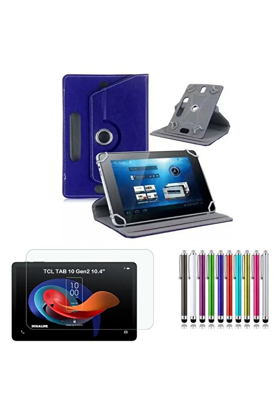 TCL TAB 10 Gen2 10.4 Uyumlu Standlı Tablet Kılıfı + Kırılmaz Ekran Koruyucu+ Dokunmatik Kalem
